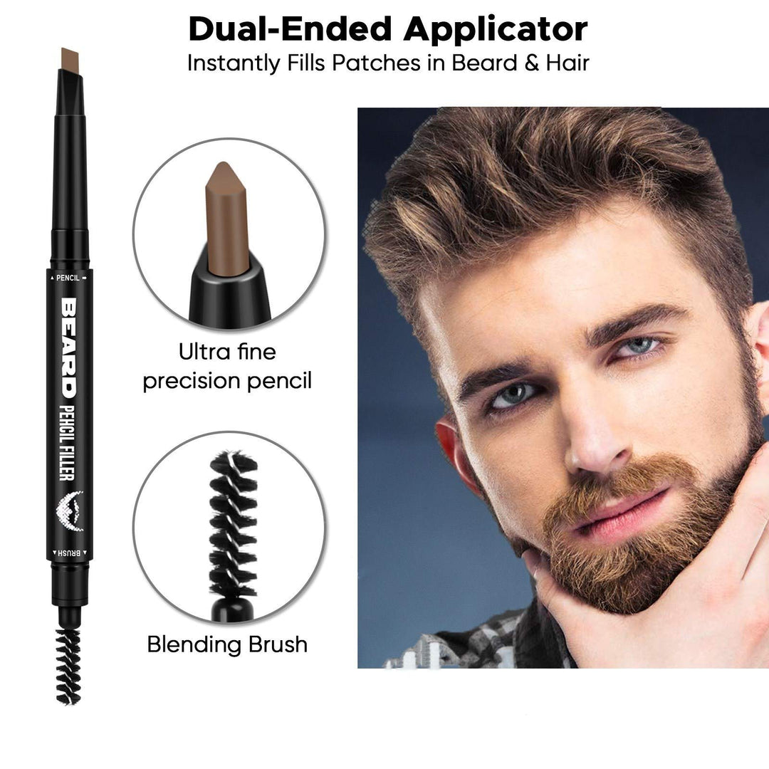 Beard Pencil Filler 2 Pack for Men Beard Patchy, Beard Filler Pencil for Natural Finish Patchy Facial Hair (Light Brown)
