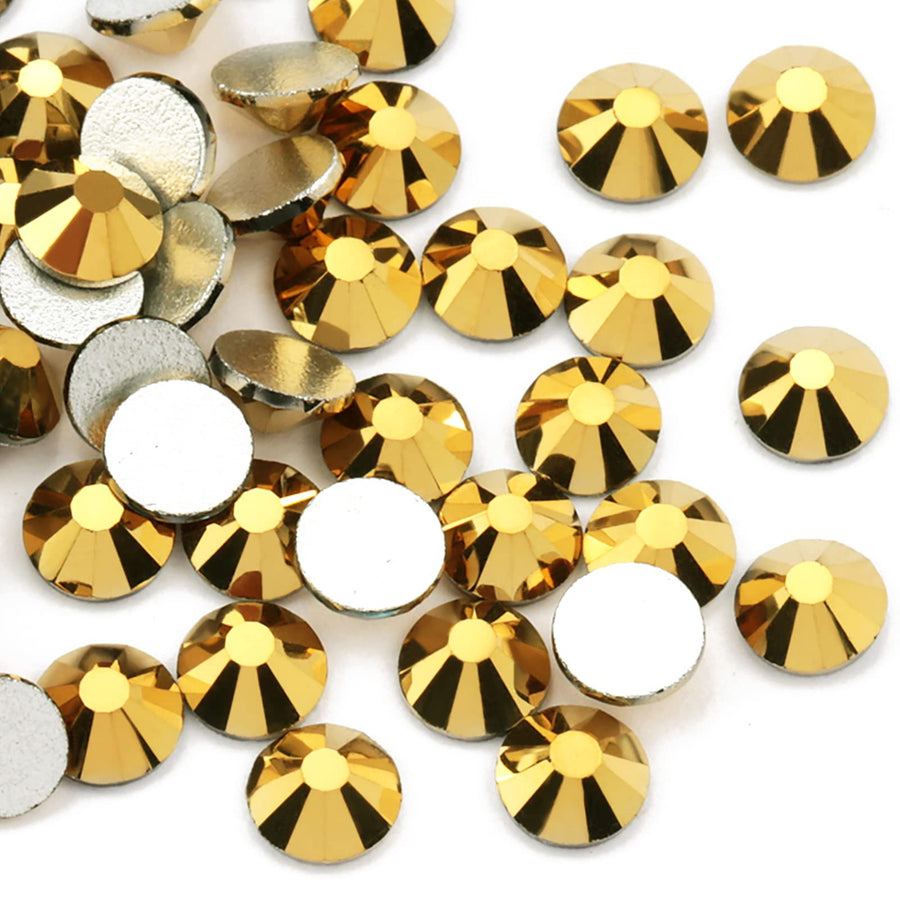 720Pieces SS20 Flatback Rhinestones, 4.8MM Glass Crystal Rhinestones for Craft Nails Dance Costumes, Flat Back Nail Crystals, Non Hotfix Rhinestones (SS20 / 4.8MM, Bright Gold)