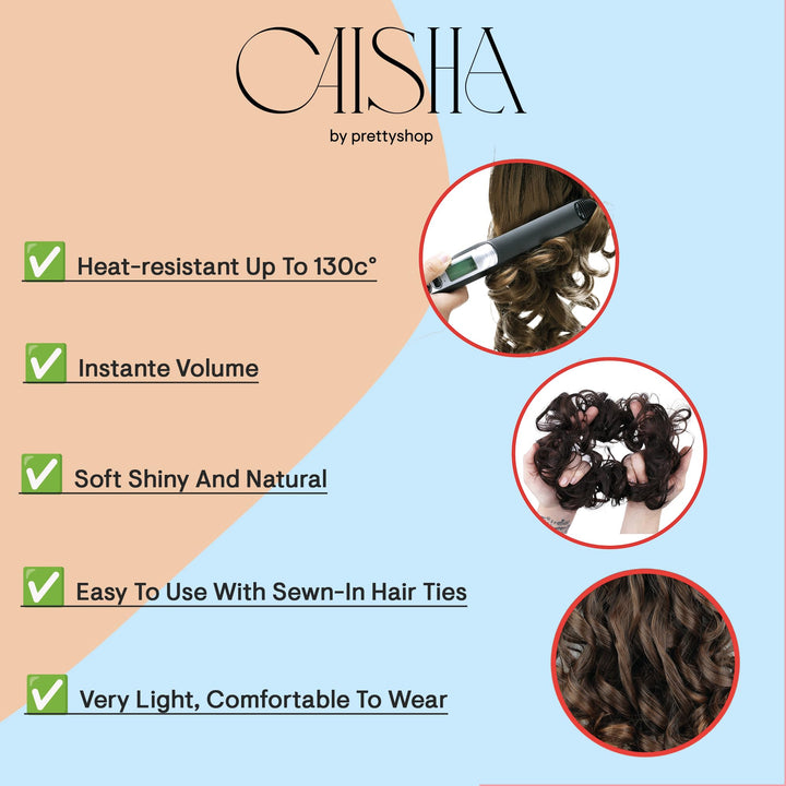 Dark chocolate brown G2E_3 : PRETTYSHOP Hairpiece Hair Rubber Scrunchie Scrunchy Updos VOLUMINOUS Curly Messy Bun Dark chocolate brown G2E_3