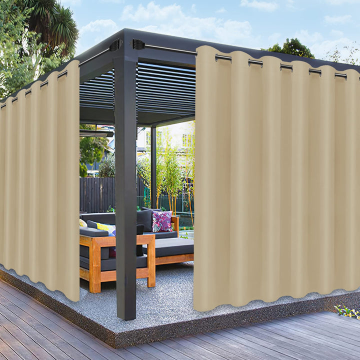 Outdoor Curtains for Patio Waterproof Weatherproof, UV and Fade Resistant Outside Curtains for Gazebo, Front Porch, Pergola, Sun Blocking Privacy Curtain, 100W x 84L inch, 1 Panel, Beige
