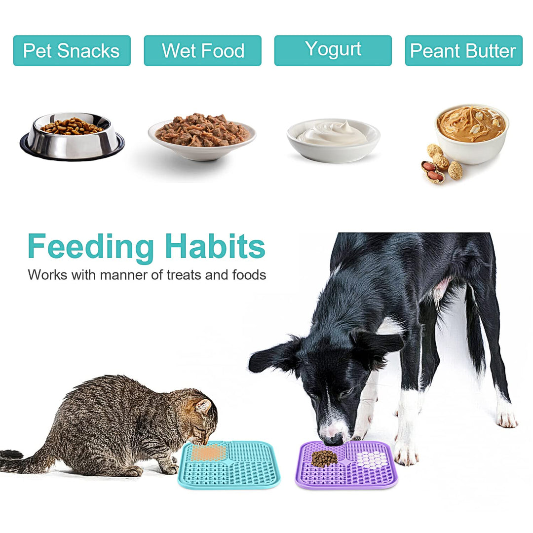 Lick Mat for Dogs & Cats 2 Pack with Suction Cups, Dog Lick Mat for Anxiety Relief, Dog Toys to Keep Them Busy, Peanut Butter Licking Pad for Boredom Reducer, Perfect for Bathing Grooming