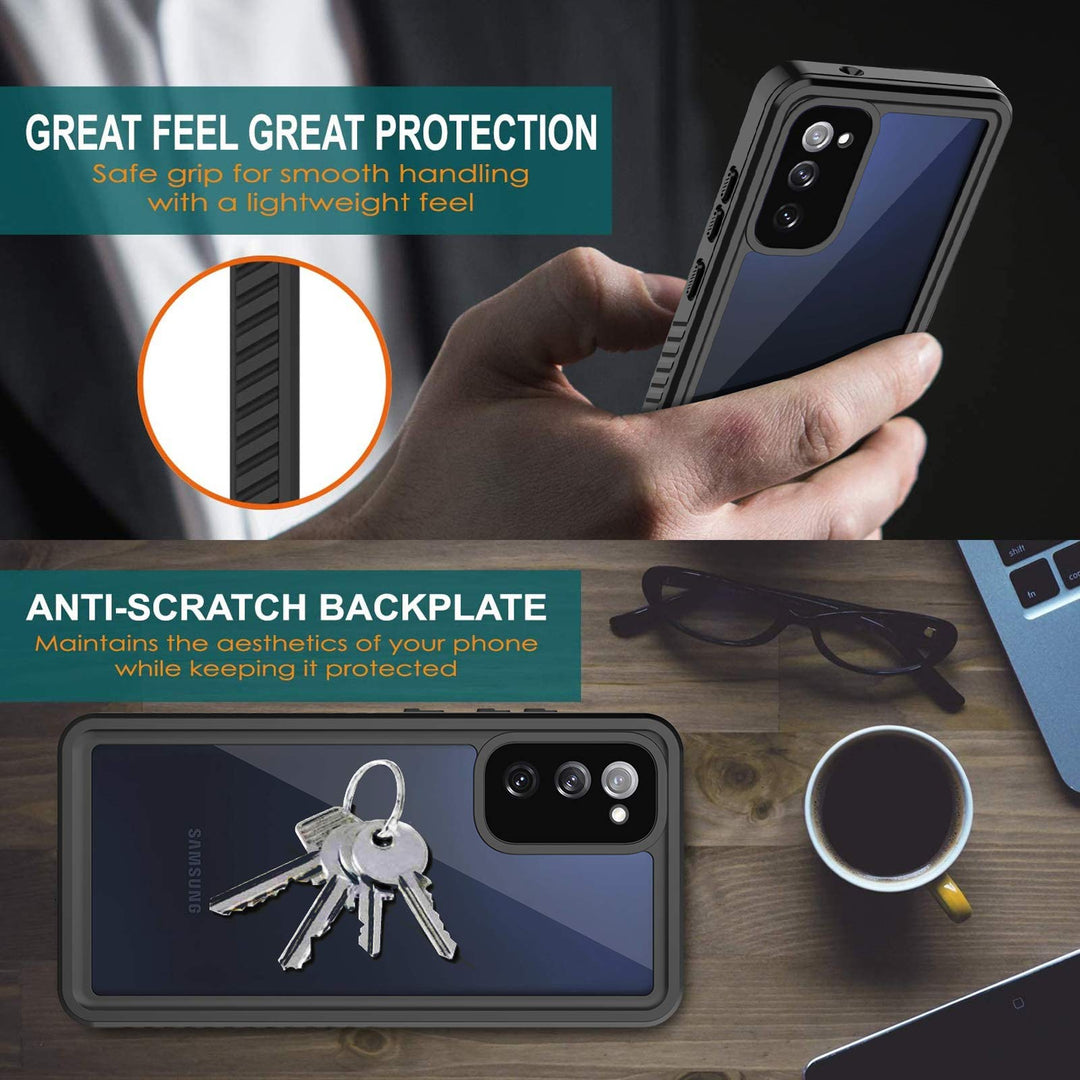 Waterproof Case for Samsung Galaxy S20 FE - Built-in Screen Protector, 360° Full Body Heavy Duty Protective Shockproof IP68 Underwater Case, Black