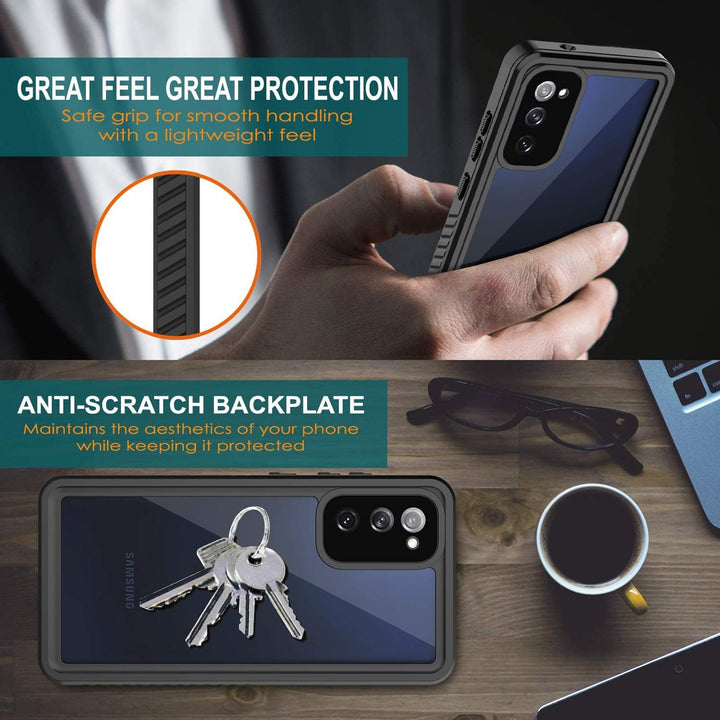 Waterproof Case for Samsung Galaxy S20 FE - Built-in Screen Protector, 360° Full Body Heavy Duty Protective Shockproof IP68 Underwater Case, Black
