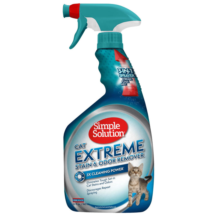 Extreme Cat Stain Eliminator for Strong Odor, Pet Odor Eliminator for Home, Stain Remover for Cats, Floor Cleaner, Urine Destroyer, Carpet Cleaner Spray, 32oz