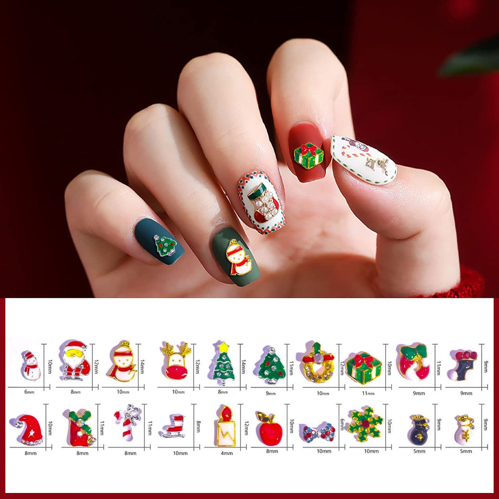 40pcs 20 Style Christmas Nail Charms Nail Jewels 3d Nail Art Charms For Holiday Nail Rhinestone Nail Studs Nail Art Decoration Kit