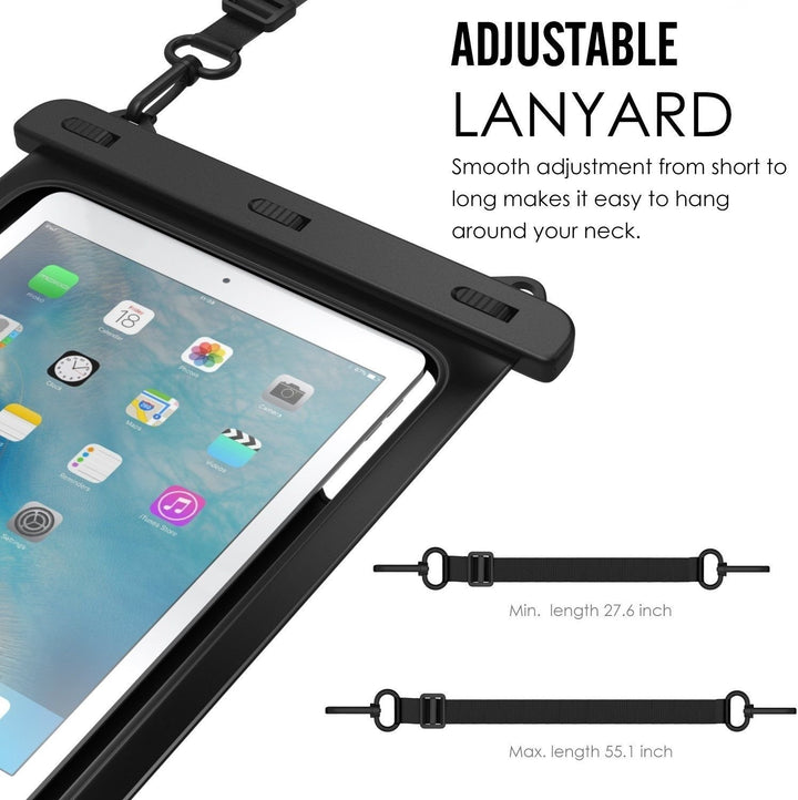 Universal iPad Waterproof, Dry Bag Pouch for iPad Pro 10.5, New iPad 9.7 2017/2018, iPad Pro 9.7, iPad Air/Air 2, Tablets up to 11.5 Inch (Black)