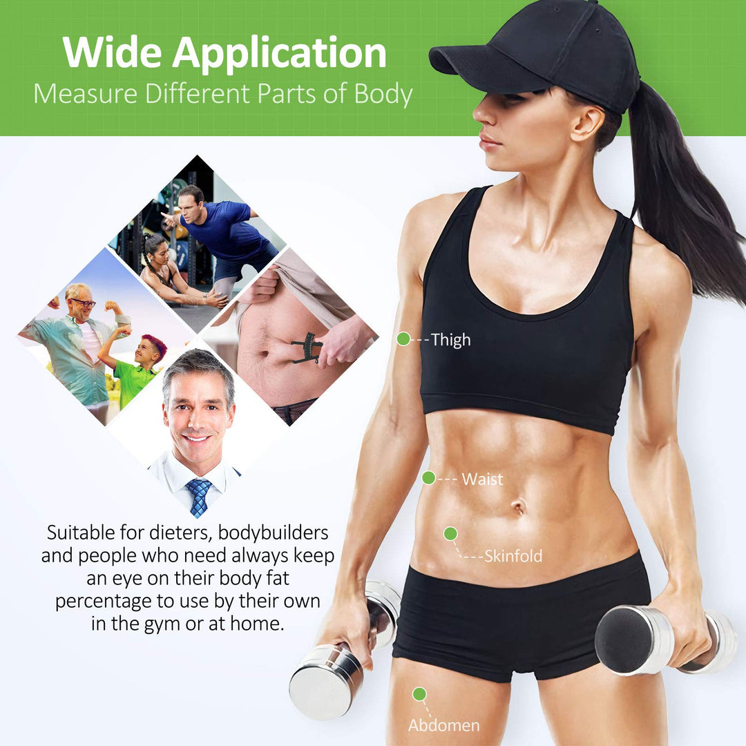 Body Fat Caliper, Fat Measure Clipper Combo with Body Fat Percentage Measure Chart, Accurately Measuring Body Fat for Men and Women