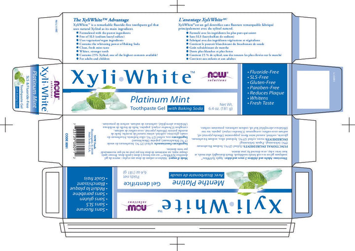 Now Foods Xyliwhite, Baking Soda Toothpaste, Platinum Mint, 6.4-Ounces Pack of 4