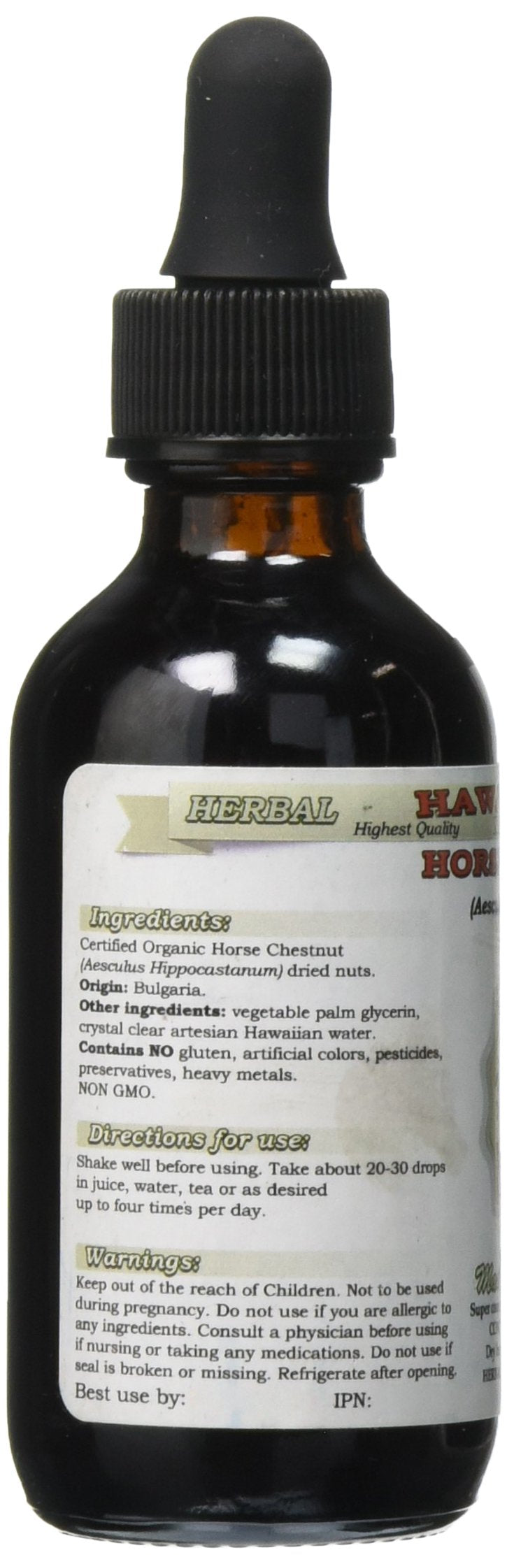 Horse Chestnut Alcohol-Free Liquid Extract, Organic Horse Chestnut (Aesculus hippocastanum) Dried Nuts Glycerite 2 oz