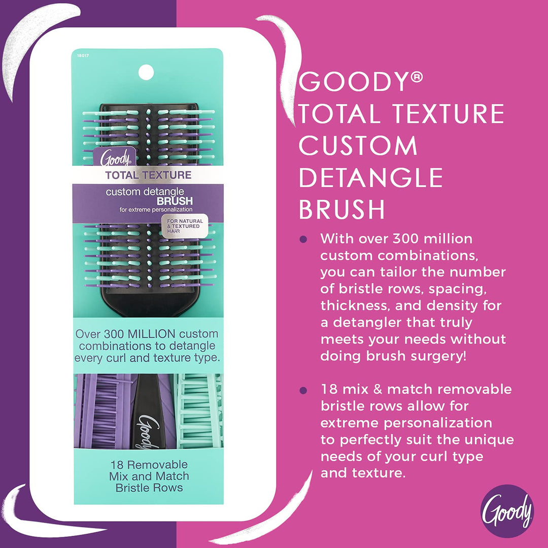 Goody Total Texture Customizable Brush - Detangller Brush with 18 Mix and Match Removable Bristle Rows for Extreme Personalization - Thick and Thin Bristles For All Hair Types