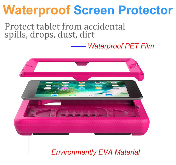 Case for iPad Mini 1 2 3, iPad Mini 1/2/3 Case for Kids - Built-in Screen Protector, Shockproof Lightweight Hard Cover Handle Stand Kids Case for iPad Mini 1st 2nd 3rd Generation, Rose