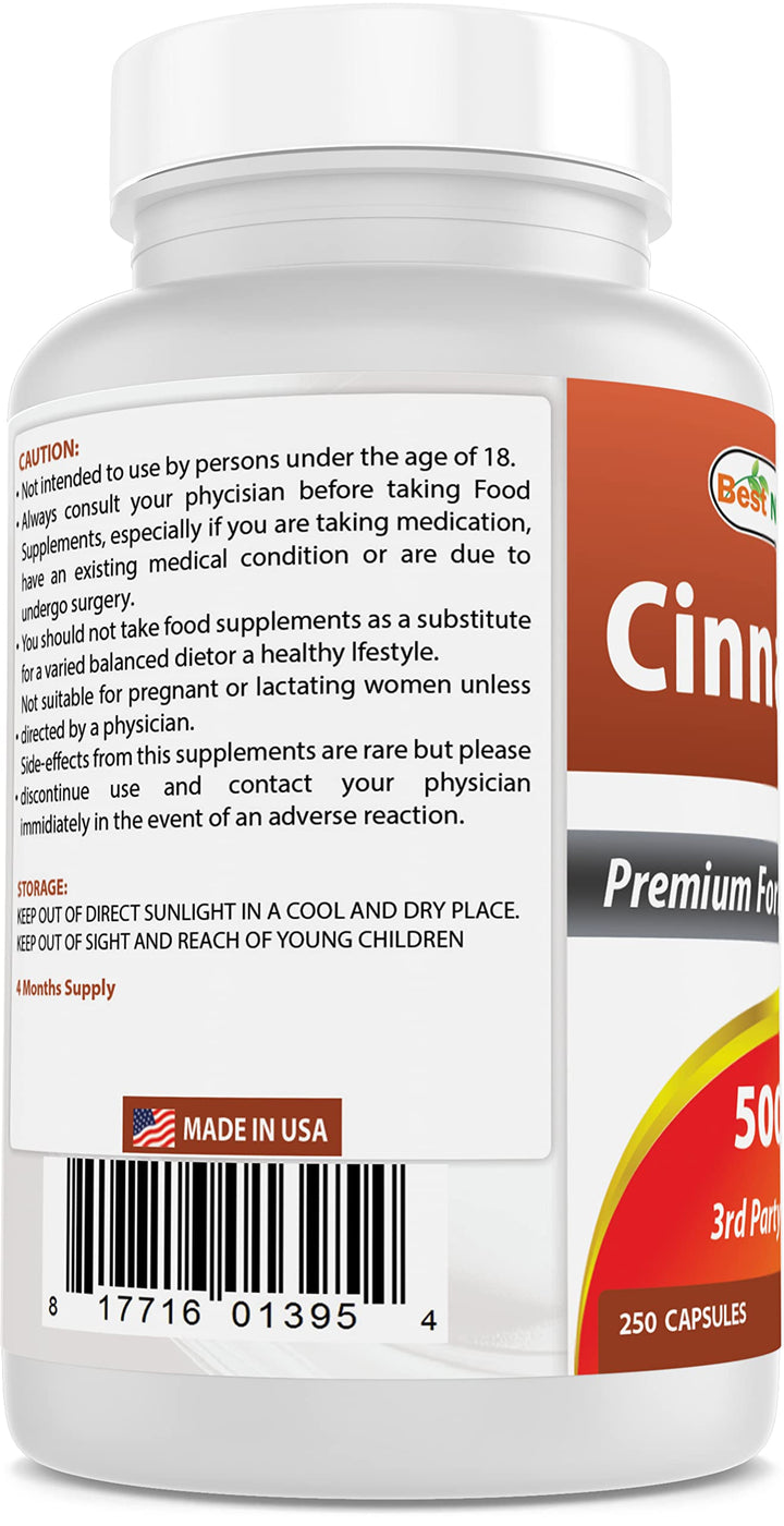Cinnamon 500 mg 250 Capsules (250 Count (Pack of 1))