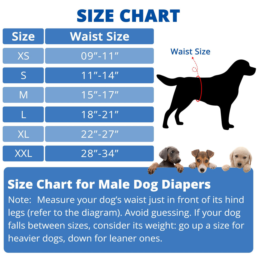 Washable Dog Belly Band Wrap Diapers for Male Dog | High Absorbing Puppy & Doggy Diapers Male (3 Pack,Army,Grey,Navy,Medium)