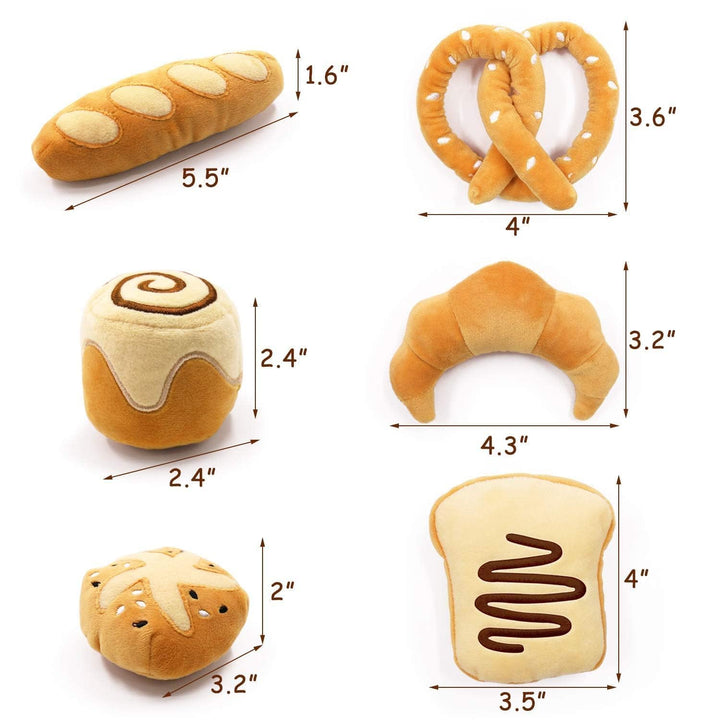 Bread Catnip Toys Cat Toys for Indoor Cats Interactive Toys for Cat Lover Gifts Kitten Chew Bite Kick Toys Baguette Croissant Pretzel Toast Bun Cinnamon Roll Plush Catmint Pet Birthday Presents