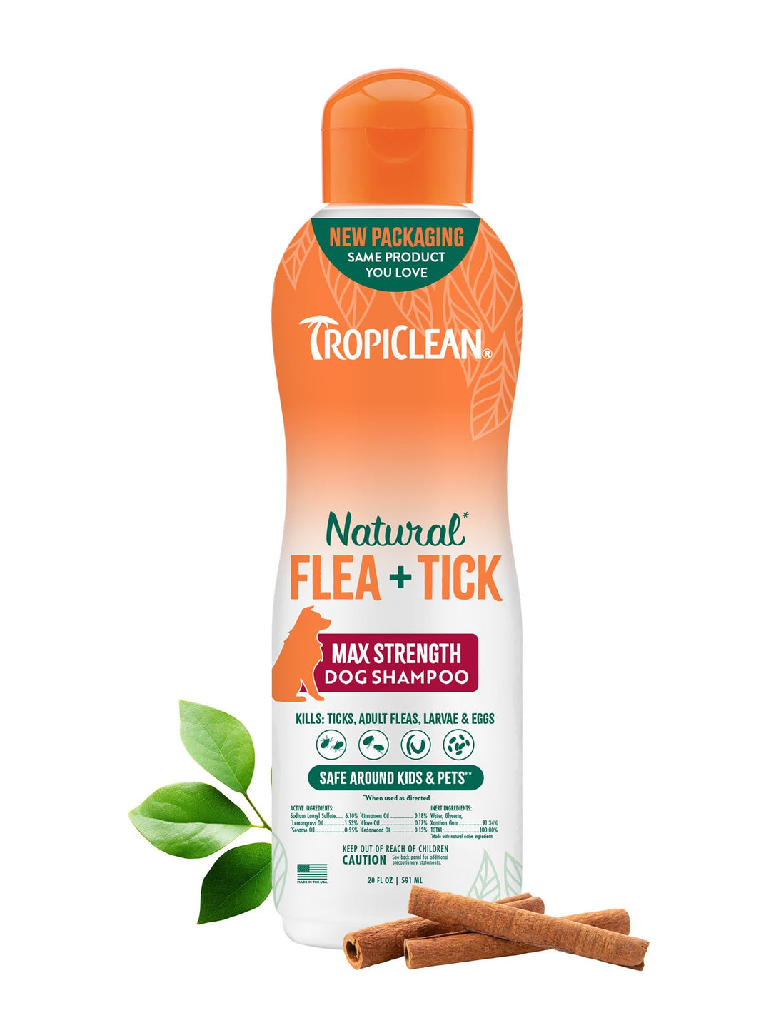 Max Strength Flea and Tick Shampoo Treatment for Dogs, Powerful & Natural Defense, Prevention for Large & Small Dogs, Made in USA, 20oz