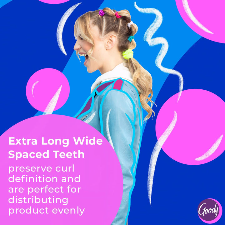Total Texture Detangling Handle Comb, Wide Spaced Teeth Preserve Curl Definition, Pain-Free Hair Accessories for Women & Girls, Durable for Everyday and Professional Use, Black