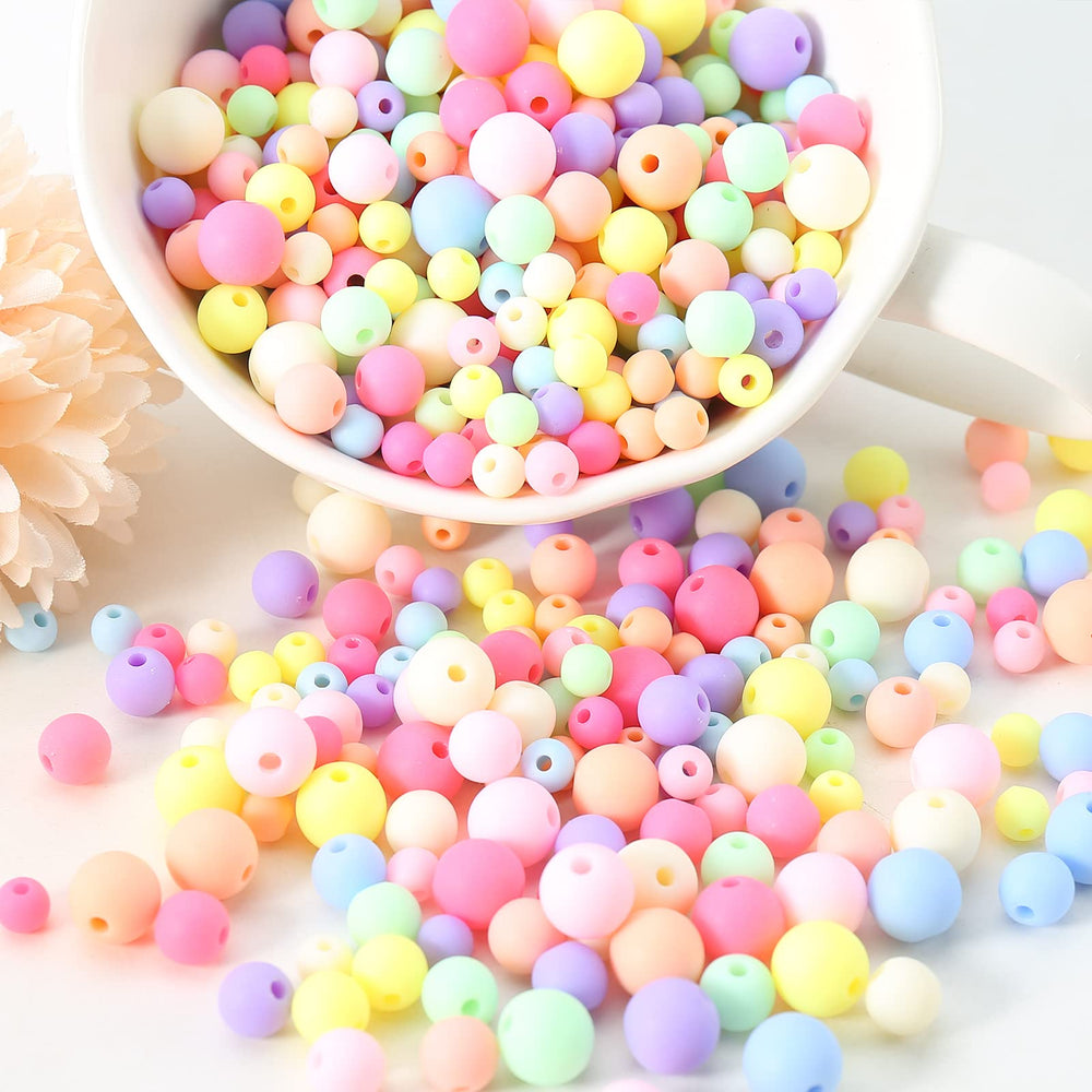 Color Beads Acrylic Round Beads Pastel Round Bead for DIY Necklace, Bracelet, Earring Jewelry Making (6mm-890pcs)