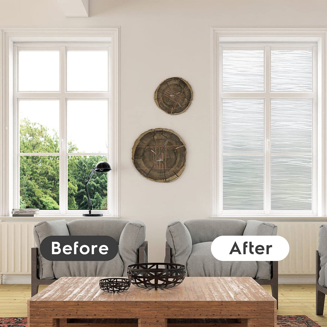 Window Privacy Film Frosted Glass Window Film Removable Window Vinyl Door Window Coverings UV Blocking Self Static Cling Non-Adhesive Window Clings Sticker for Home Decor, 17.5 x 78.7