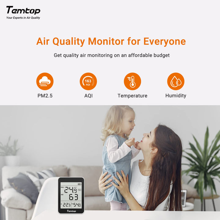 2 Pack S1 Indoor Air Quality Monitor, Portable AQI PM2.5, Temperature, Humidity Detector for Home, Office or School, Air Quality Tester 4 More Home Monitoring, Battery Powered, Magnetic Suction