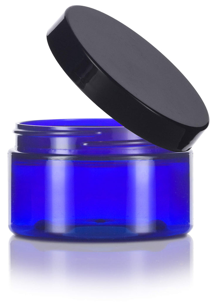 Cobalt Blue 4 oz PET (BPA Free) Plastic Jar (12 pack)