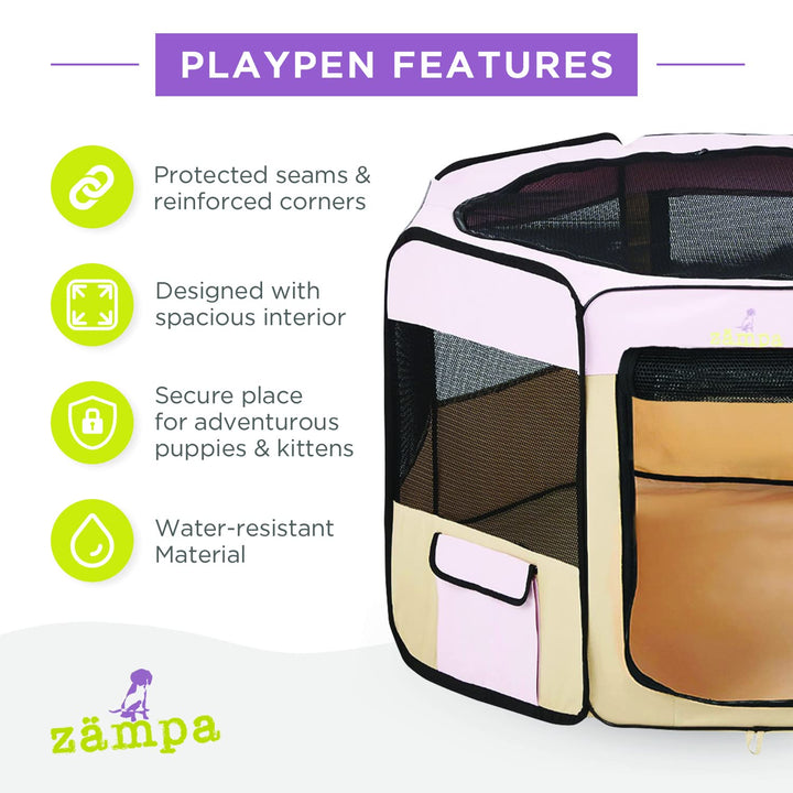 Dog Playpen Medium 45x45x24 Pop Up Portable Playpen for Dogs and Cat, Foldable | Indoor/Outdoor Pen & Travel Pet Carrier + Carrying Case.