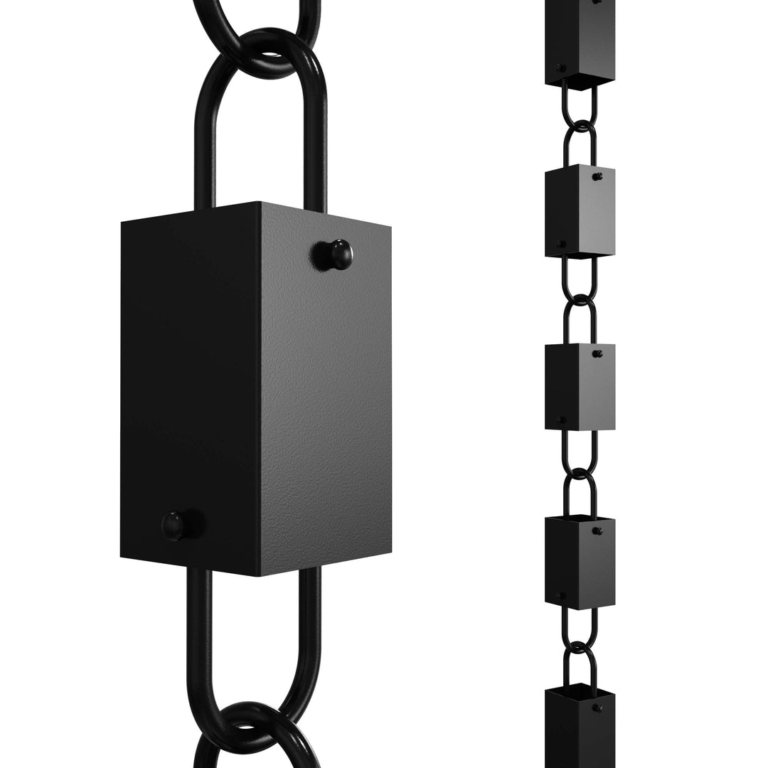 - Square Link Rain Chain - 8.5 FT - Durable Black Powder-Coated Aluminum - Premium Rain Chains for Gutters