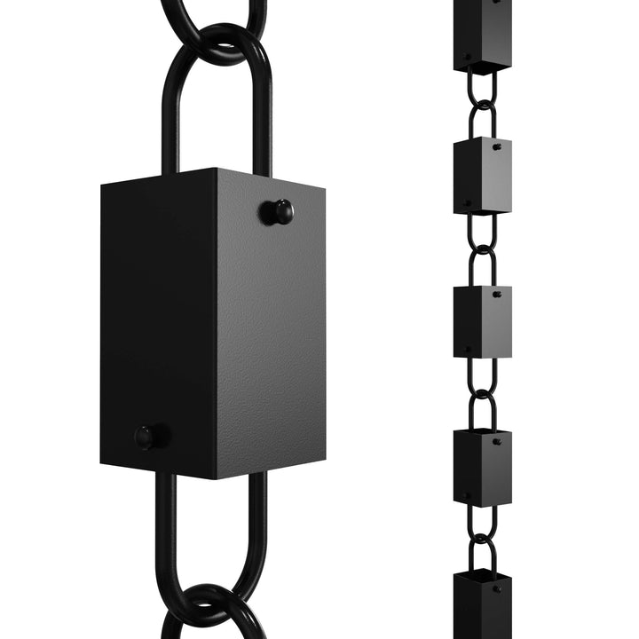 - Square Link Rain Chain - 8.5 FT - Durable Black Powder-Coated Aluminum - Premium Rain Chains for Gutters