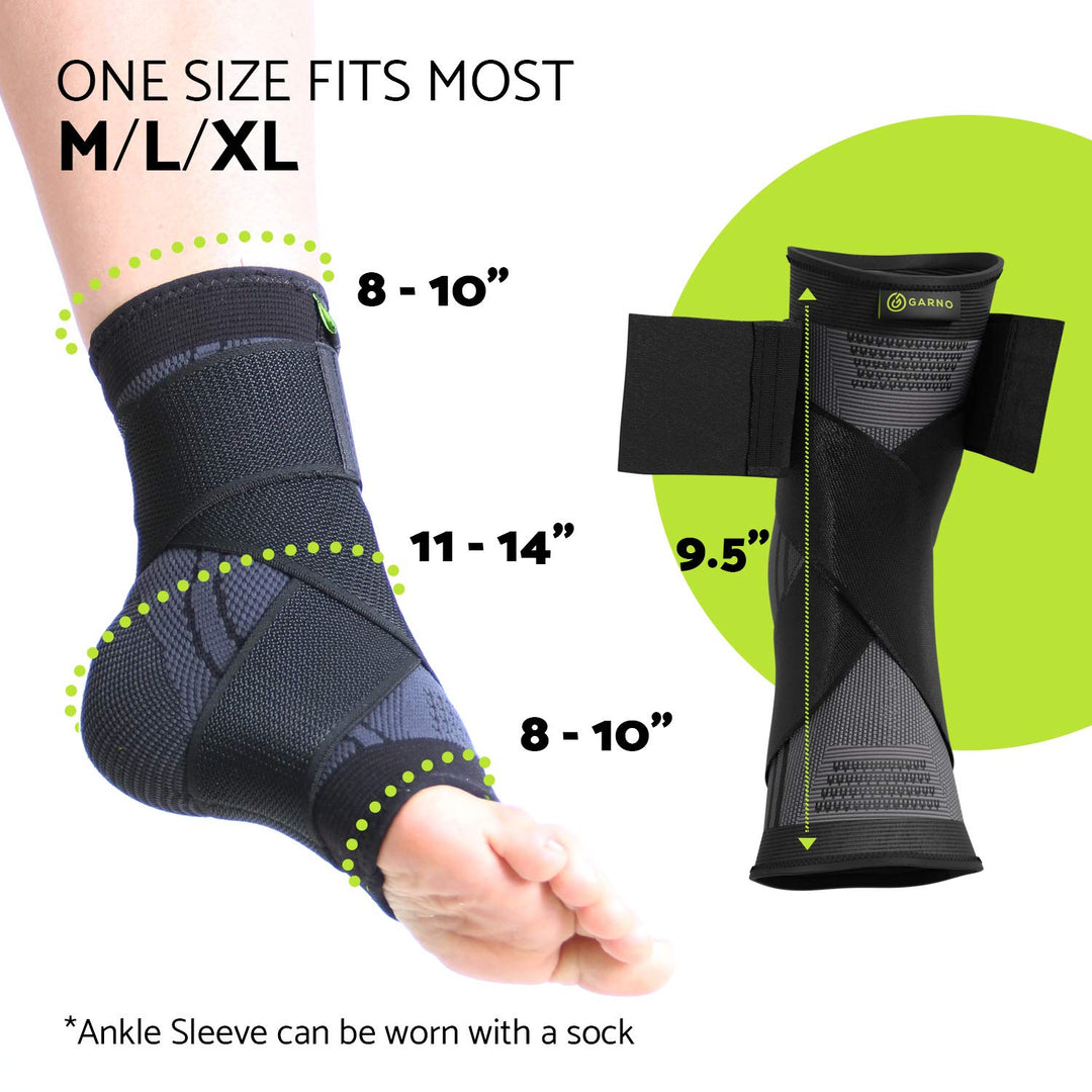 Ankle Brace Compression Sleeve with Adjustable Straps, Arch Support & Foot Stabilizer, Elastic Wrap for Plantar Fasciitis, Achilles Tendonitis Recovery, Sports Bandage Sock; Men, Women