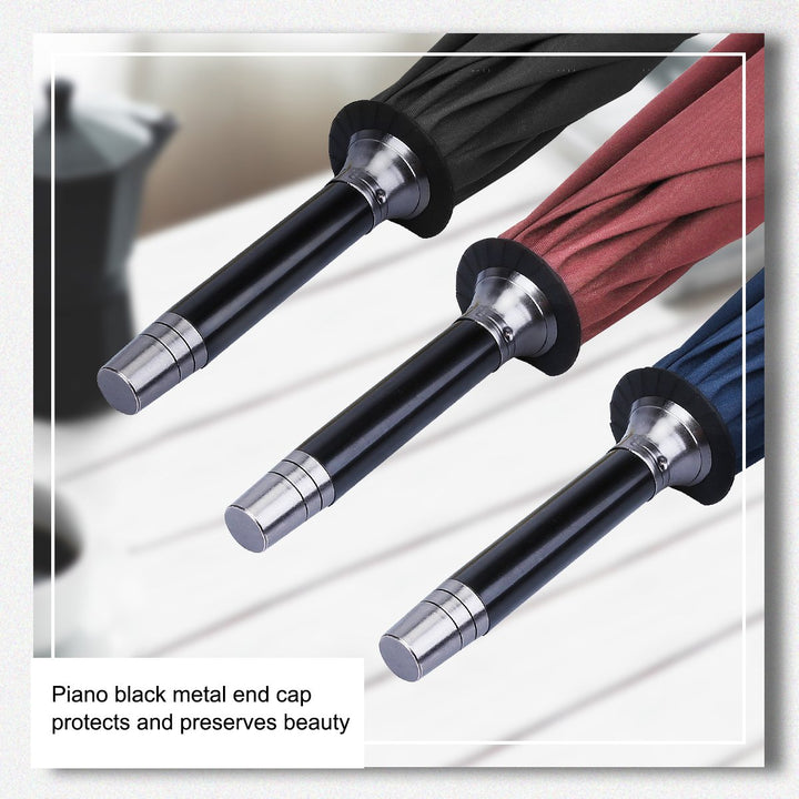 52/62inch Wooden J Handle Golf Umbrella Windproof Classic Stick Wedding Cane Umbrellas, Auto Open Cane Hook Handle