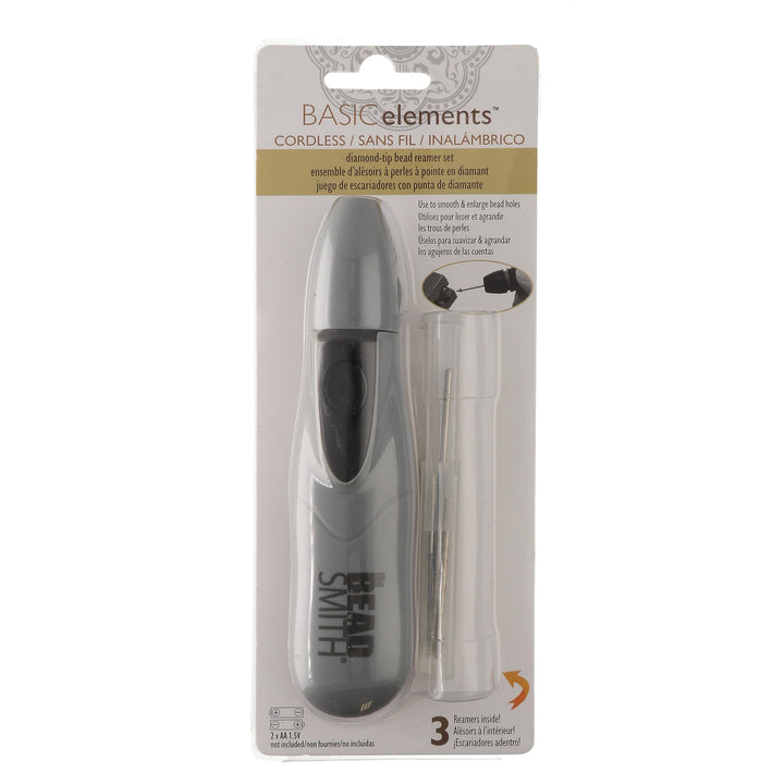 Motorized Bead Reamer – Cordless: 2 AA Batteries – Included 3 Diamond Points – Use on Glass, Ceramic or Stone – Tools for Opening & Enlarging Holes & Softening & Smoothing Rough Edges