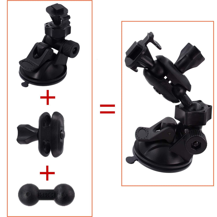 Dash Cam Suction Mount - Windshield & Dashboard Suction Cup Mount Holder/w Various Joints for Yi/Rexing/Falcon/Old Shark/VANTRUE/KDLINKS/WheelWitness/...(99% On-Dash Cameras Suitable)