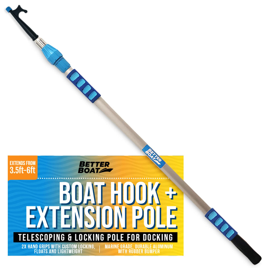 Boat Hooks for Docking Telescoping Boat Hook Pole Push Pole for Boat Docking Stick Boat Hook Adapters Screw End 3/4 Thread Boating Accessories Marine Push Dock Stick Pontoon (Hook & Pole)
