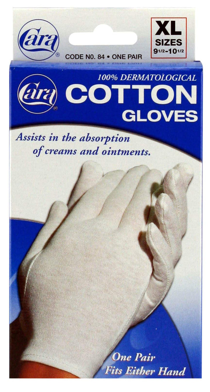 Cara Moisturizing Eczema 100% Premium Cotton Gloves, Extra Large, White, 1 Pair