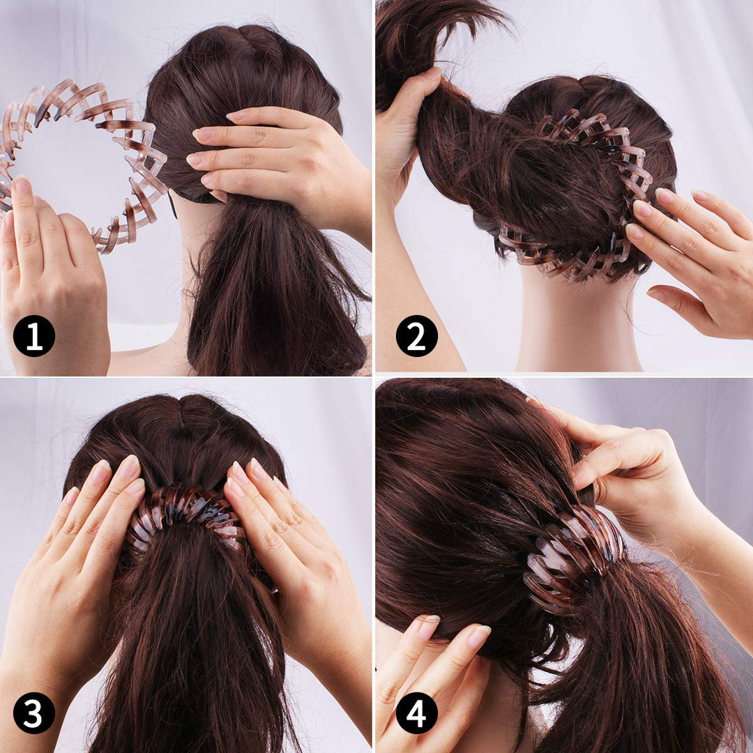 Bird Nest Magic Hair Clip, 3 Pcs Lazy Bird's Nest Plate Expandable Bun Maker Curling Ponytail Holder and Hair Accessories for Women and Girls
