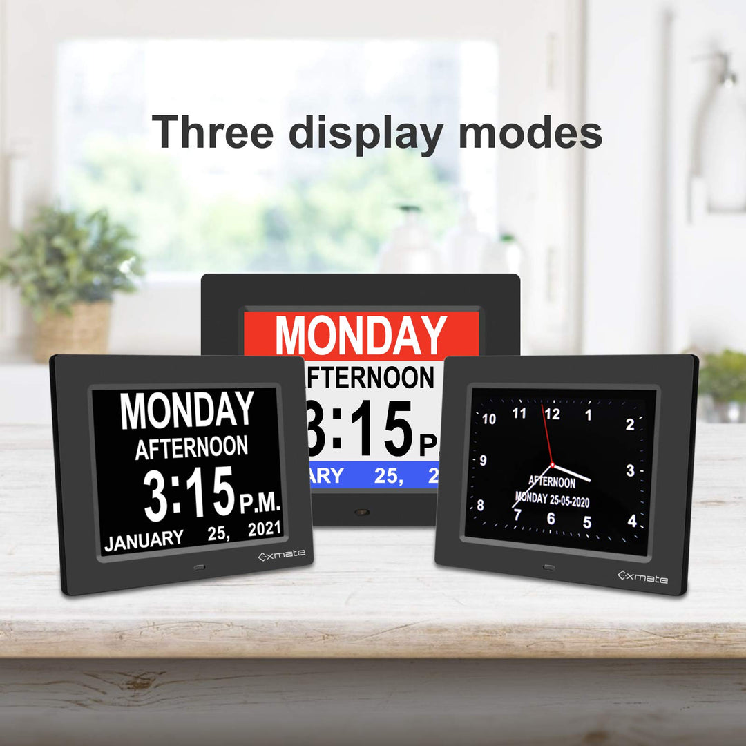 Digital Calendar Alarm Day Clock, 8 Day Clock Calendar Large Screen Display, with 13 Alarm Options Snooze Function for Elderly, Visual Impairment, Dementia, Memory Loss