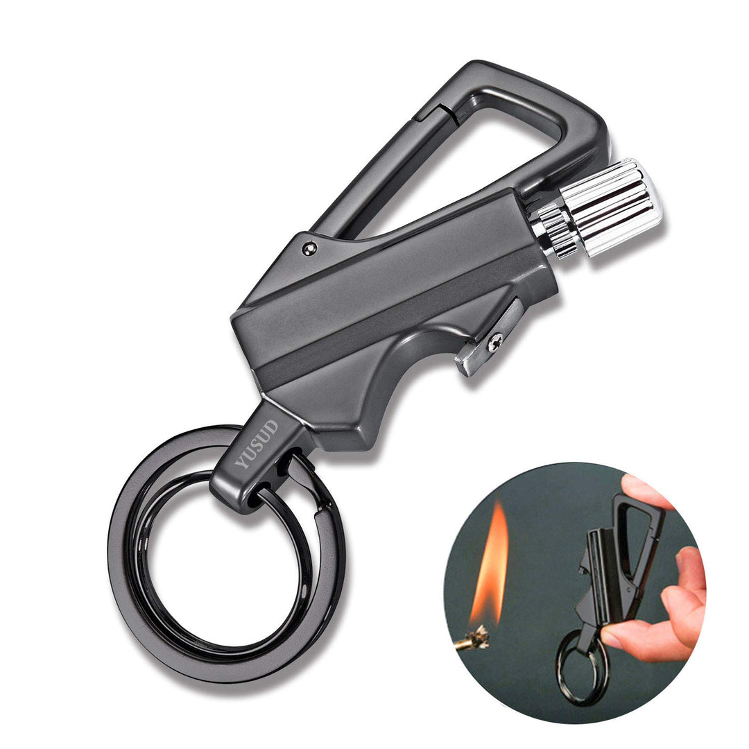 YUSUD Permanent Match, Flint Fire Starter Never Ending Match Keychain Lighter with Bottle Opener, Forever Waterproof Matches Strike Anywhere, Survival Cool Lighters for Camping