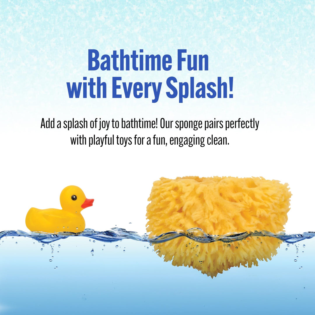 Natural Yellow Sea Sponge, Newborn Bath Time Essential, Soft and Gentle for Tender Skin, Hypoallergenic and Biodegradable, 1 Pack