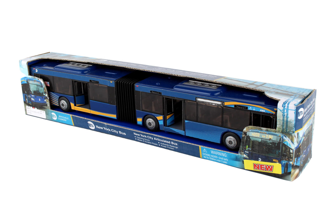 MTA New York City Bus 16 Articulated Bus RT8571 Toy, Blue , Brown