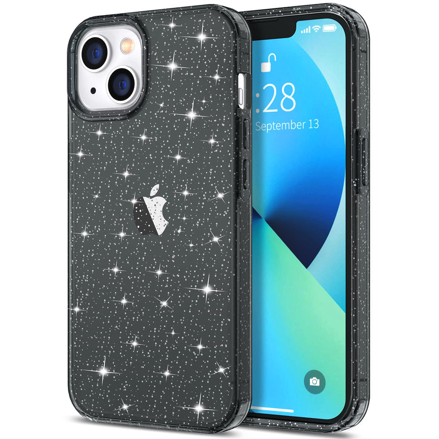 Case for iPhone 13 Case Glitter, Cute Sparkly Clear Glitter Shiny Bling Sparkle Cover, Anti-Scratch Soft TPU Thin Slim Fit Shockproof Protective Phone Cases for Women Girls, Pink Glitter
