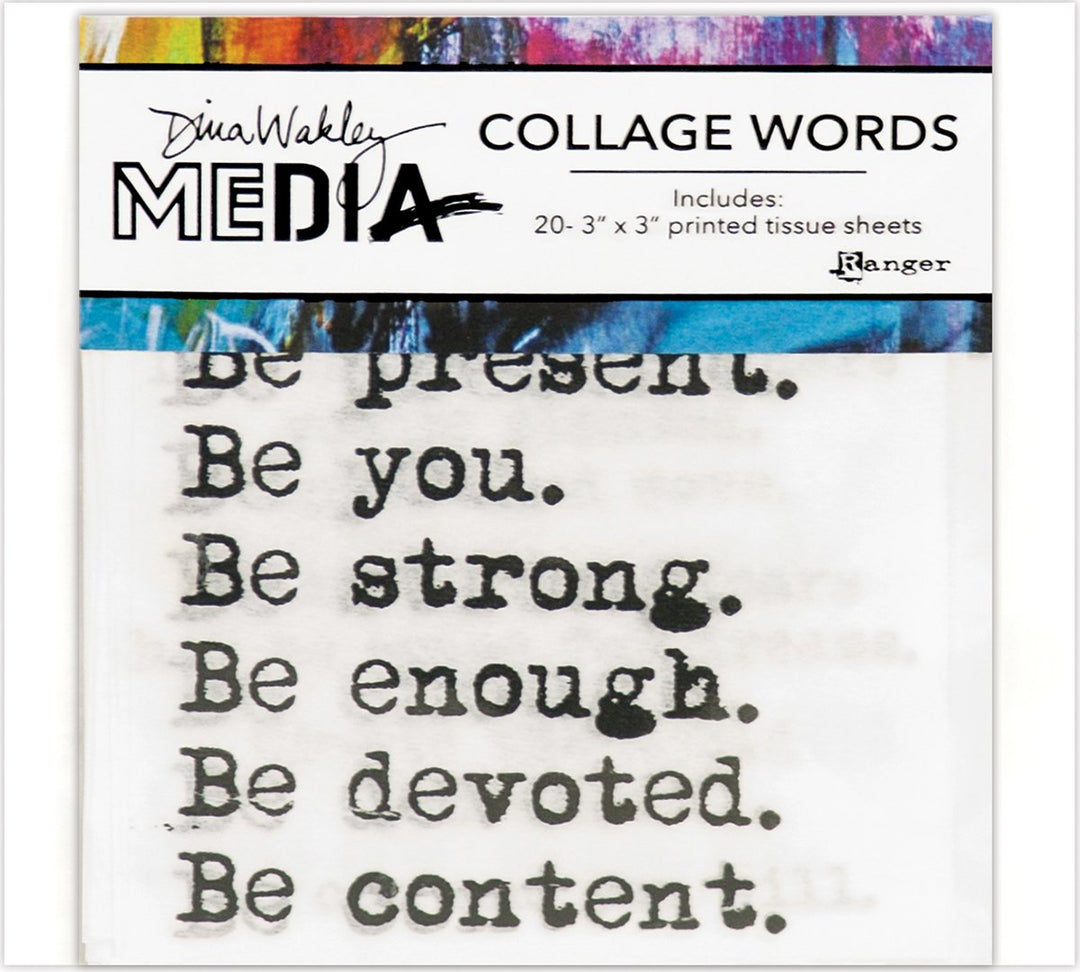 Dina Wakley Media Collage Word Pack 3X3 20/Pkg-#1