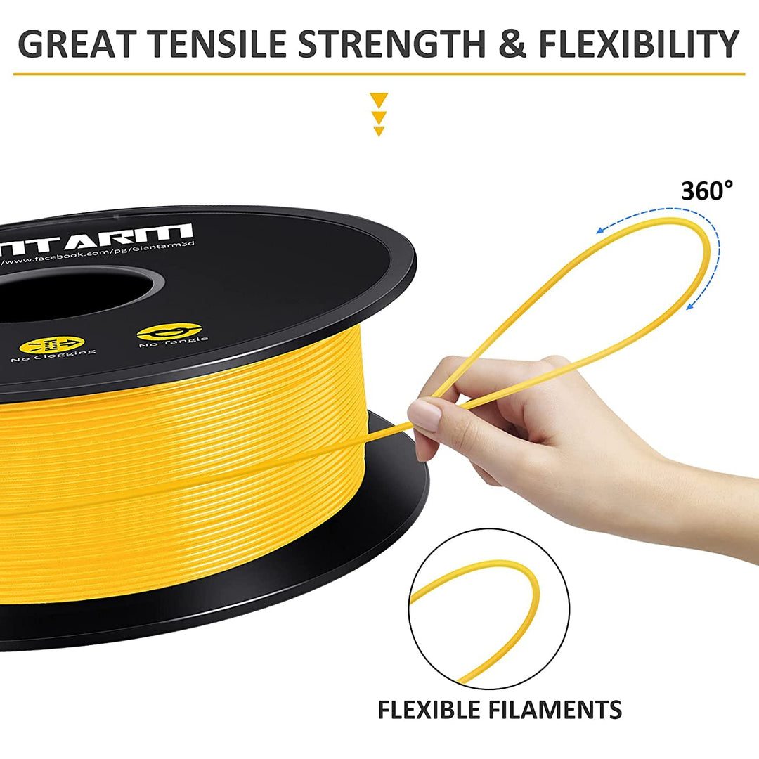 3D Printer Filament, Yellow Pla Filament, 1Kg(2.2lbs) Spool, 1.75mm Dimension Accuracy +/- 0.03mm, 3D Printing Filament