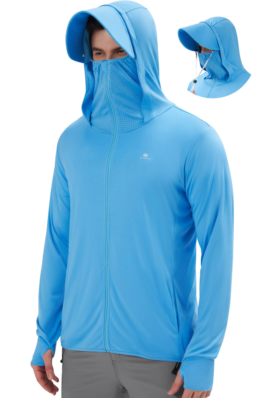 Fishing Shirts for Men UPF 50+ Sun Protection Rash Guard for Men SPF Hoddie Long Sleeve Outdoor Hiking Shirts