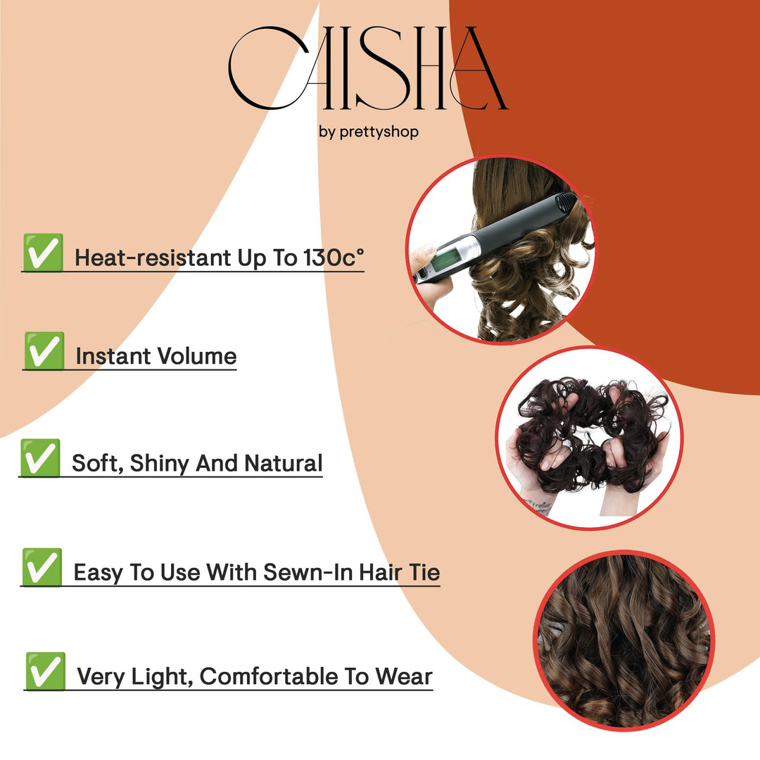 dark brown chocolate 6 : PRETTYSHOP Scrunchie Bun Up Do Hair piece Hair Ribbon Ponytail Extensions Wavy Curly or Messy Various Colors(dark brown chocolate 6)