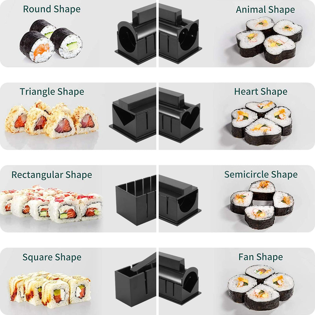 15 in 1 Sushi Making Kit, Sushi maker with 8 Sushi Rice Roll Mold Shapes, DIY Sushi Maker Tools with Bamboo Sushi Mat