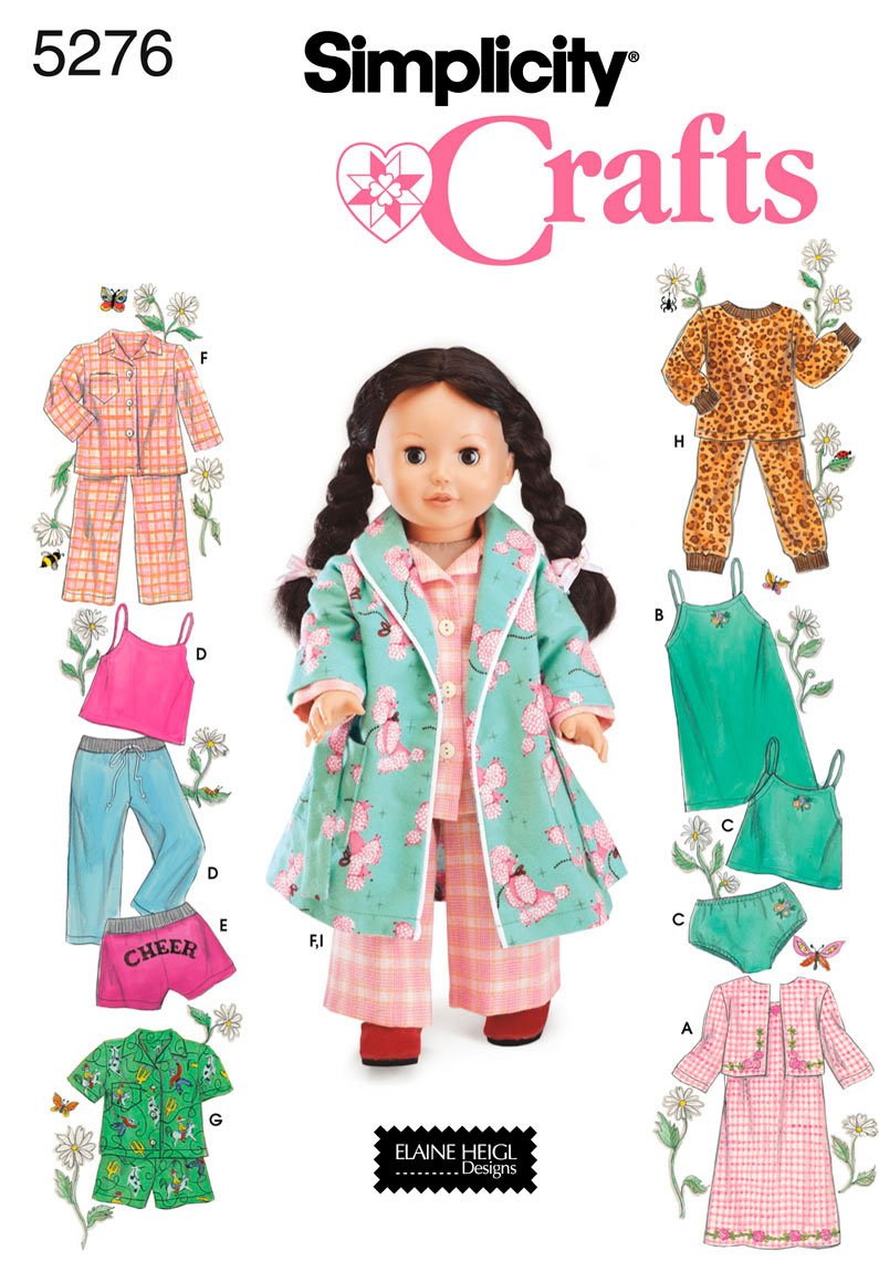 Sewing Pattern 5276 Doll Clothes, One Size