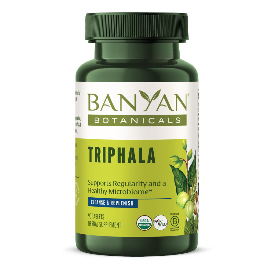 Triphala Tablets - Organic Triphala Supplement with Amla, Haritaki & Bibhitaki – For Digestion, Elimination & Healthy Gut Microbiome* – 90 Tablets – Non-GMO Sustainably Sourced Vegan