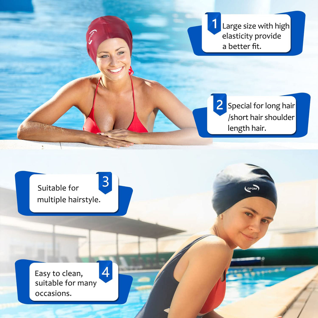 Extra Large Swimming Cap for Women Long Hair Girls Men and Adult Waterproof Silicone Cover Ear Bath Pool Shower Swimming Caps Special Design Swim Cap for Long Thick Curly Hair&Dreadlocks Weaves Braid