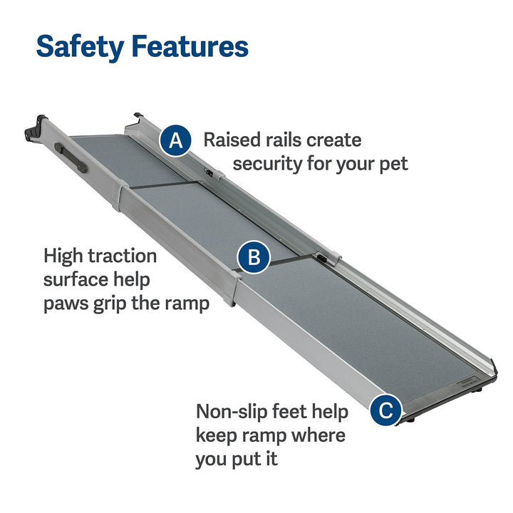 Happy Ride Compact Telescoping Dog Ramp, Portable Pet Ramp for Cars, Trucks & SUVs with Adjustable Sizing