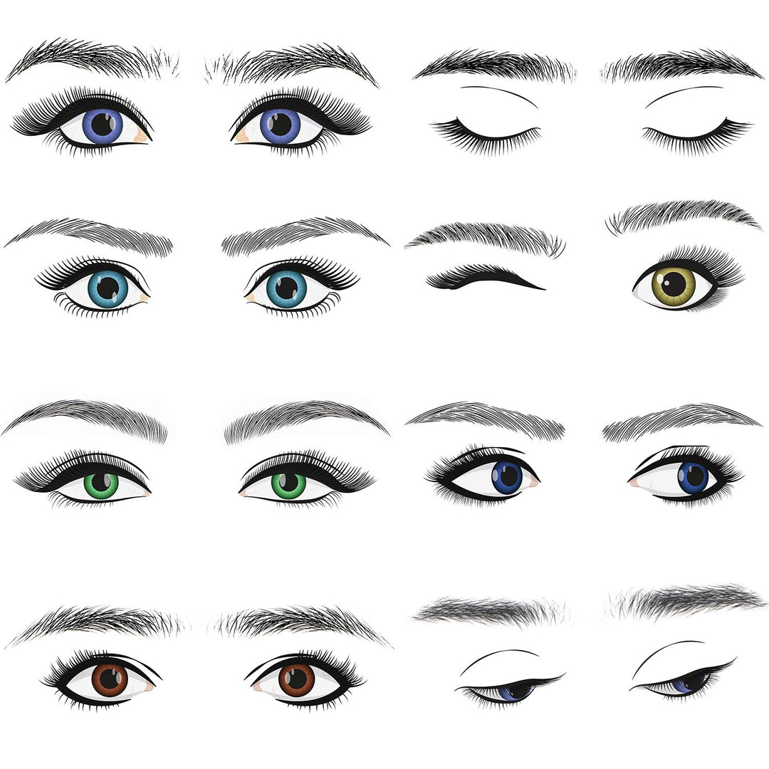 9 Sheets 4D Hair-Like Authentic Eyebrows Waterproof Eyebrow Tattoo Stickers Eyebrow Transfers Stickers Eyebrow Grooming Shaping Sticker for Women Girls Makeup, 9 Styles 90 Pairs (Black)
