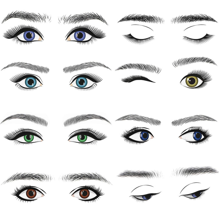 9 Sheets 4D Hair-Like Authentic Eyebrows Waterproof Eyebrow Tattoo Stickers Eyebrow Transfers Stickers Eyebrow Grooming Shaping Sticker for Women Girls Makeup, 9 Styles 90 Pairs (Black)